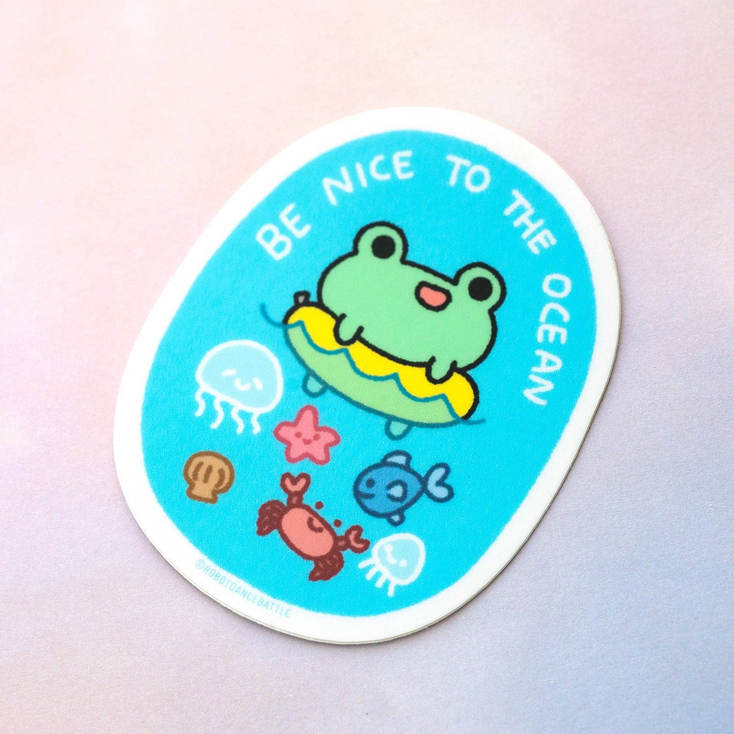 Be Nice To The Ocean Frog Sticker