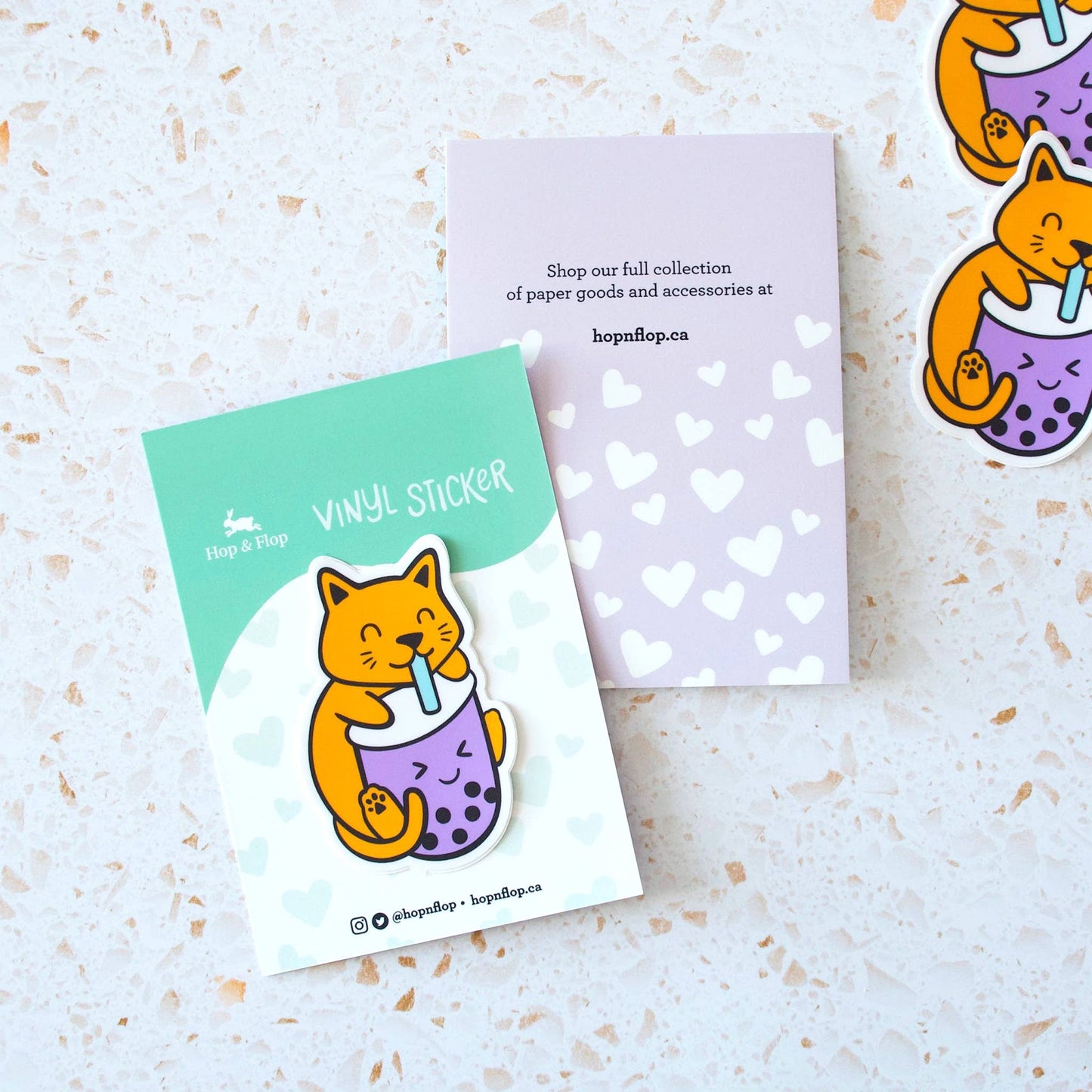 Orange Cat and Bubble Tea Vinyl Sticker