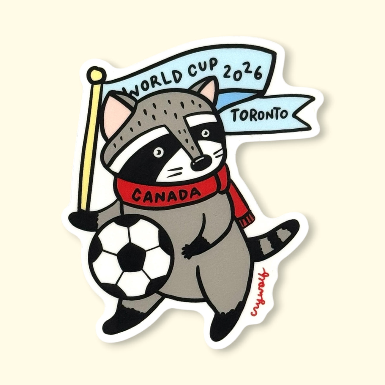 Soccer Raccoon Sticker