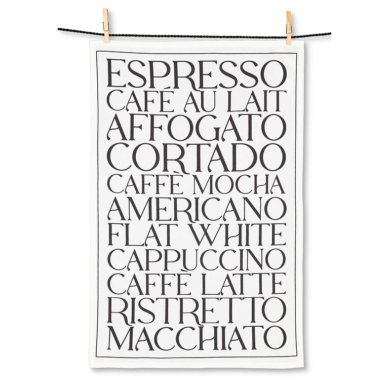Coffee Types Text Towel