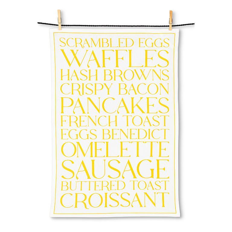 Breakfast Foods Text Kitchen Towel