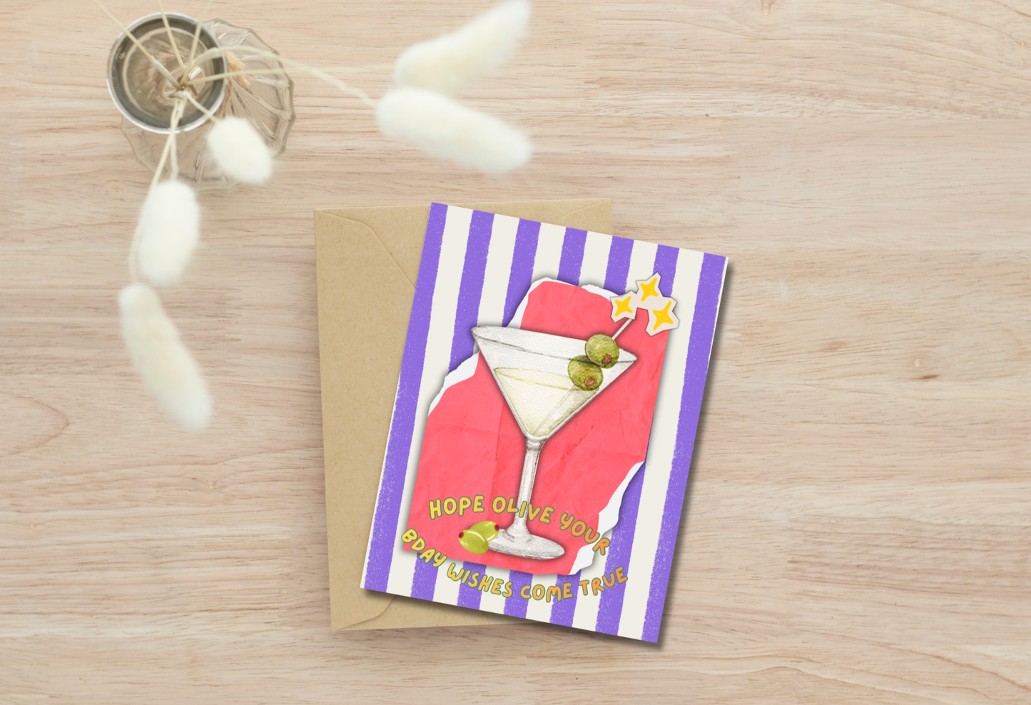 Hope olive of your wishes come true - Martini- Cocktail greeting card