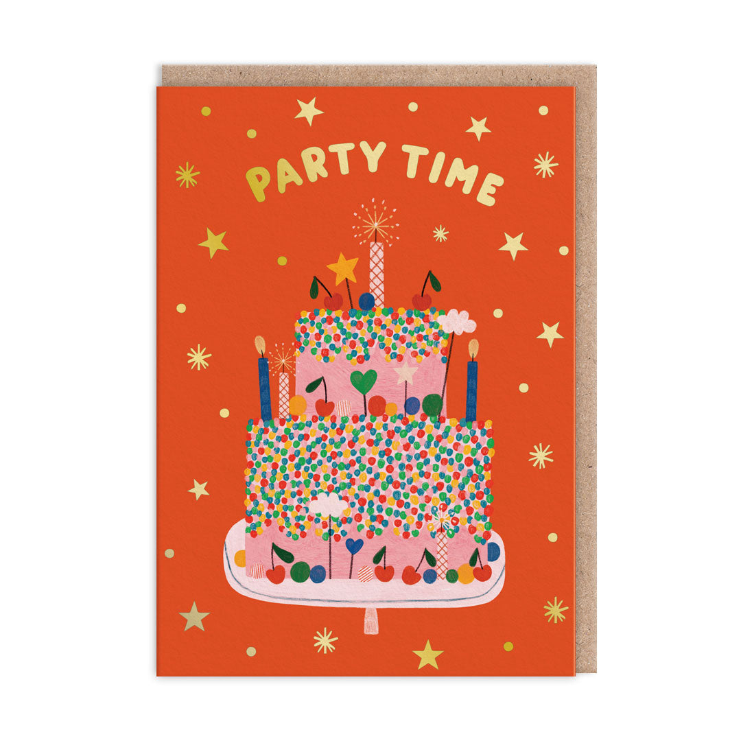 Party time red cake Card
