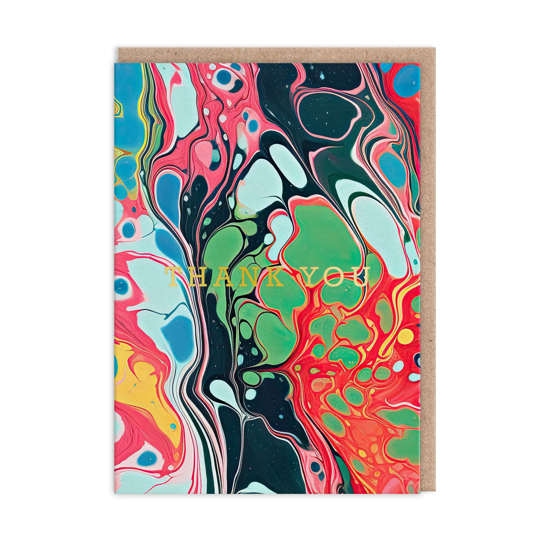 Colourful Marble Thank You Greeting Card Set - pack of 6
