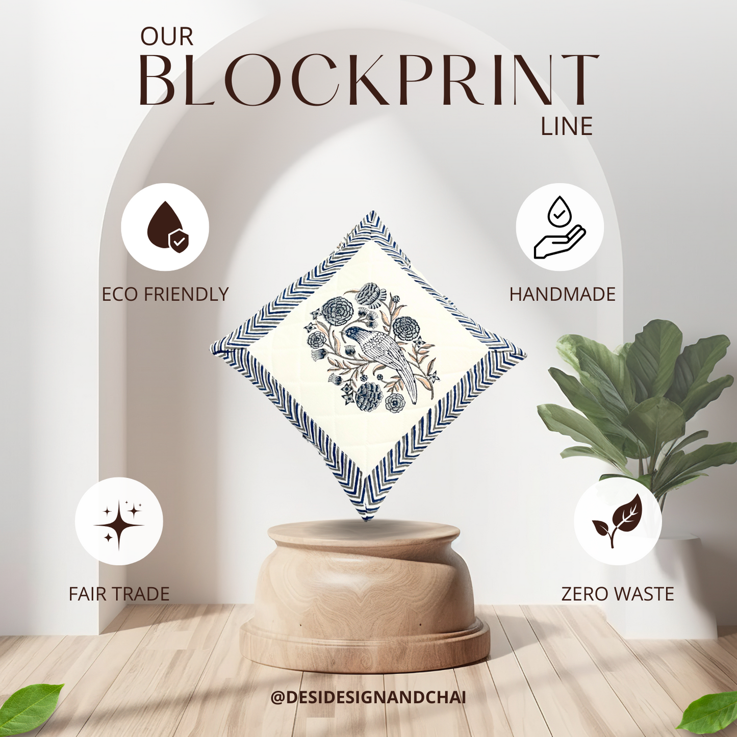 Handmade, blockprinted Quilted Cushion covers