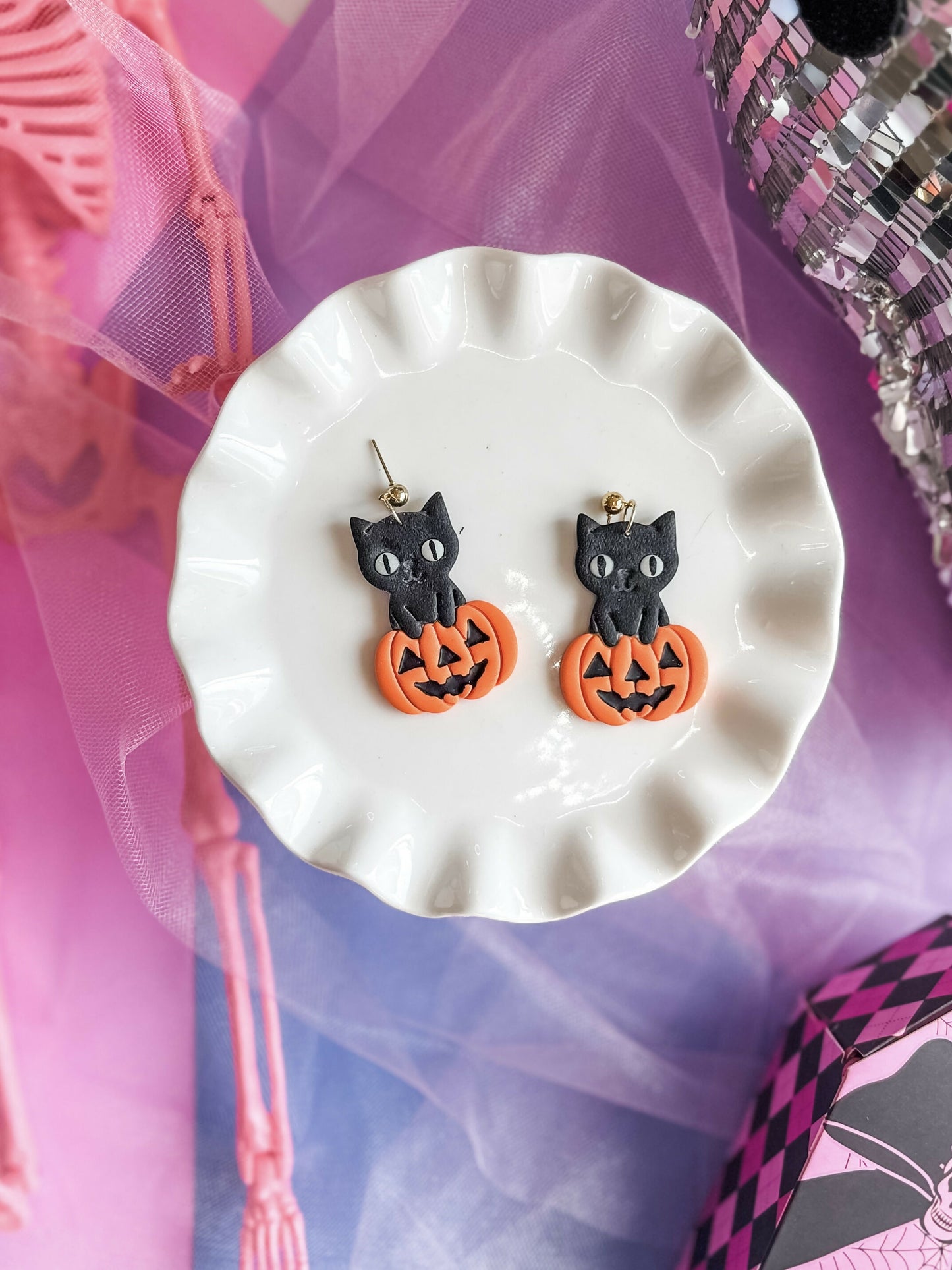 NRJ 080 Cat & Pumpkin Earrings
