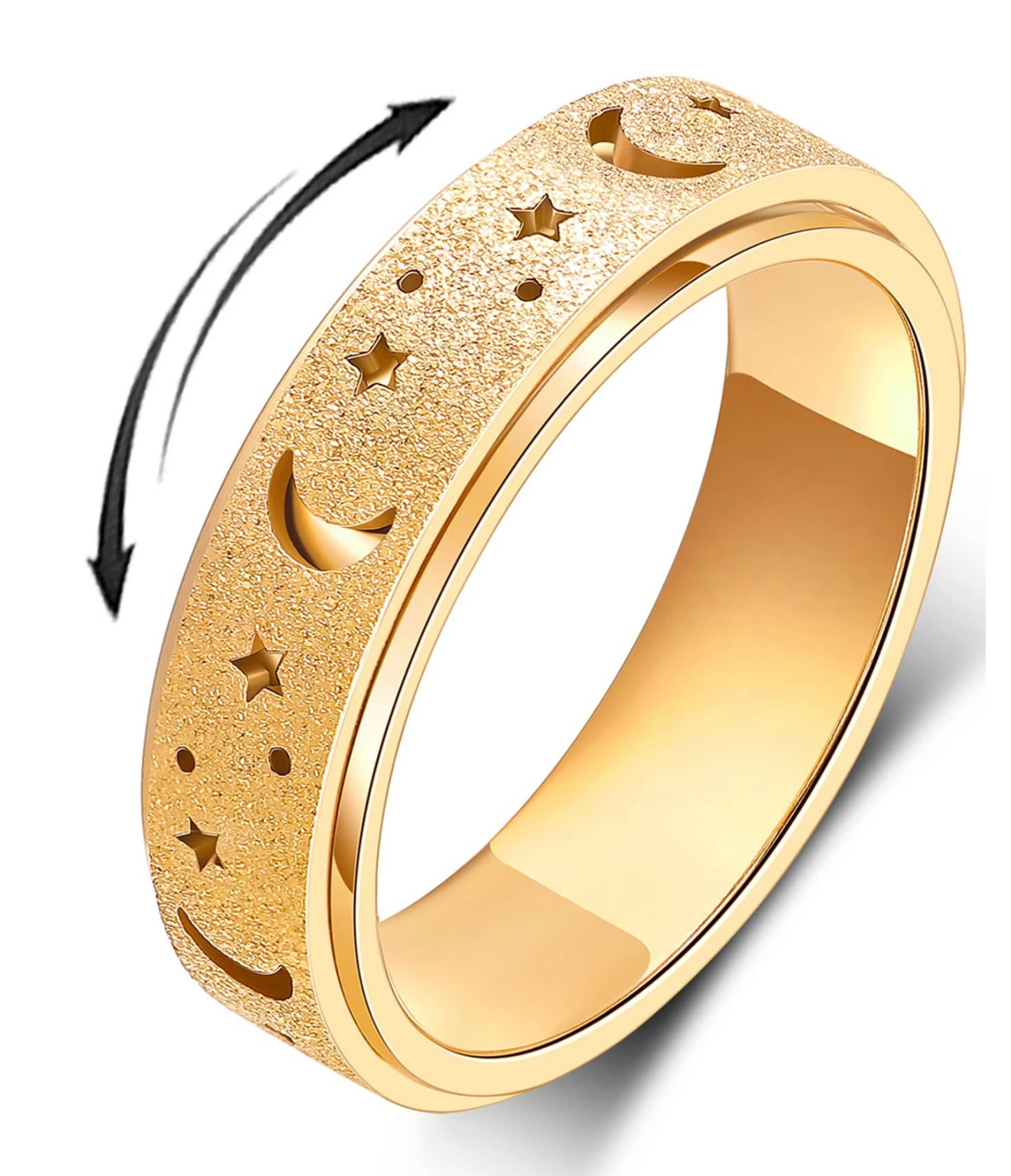 Stainless Steel fidget spinner celestial Ring Band