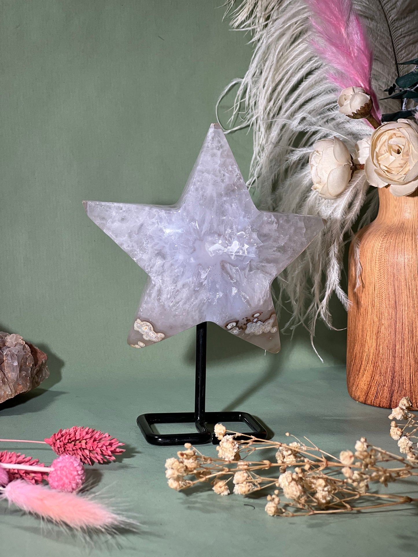 Agate star slab on stand 75974