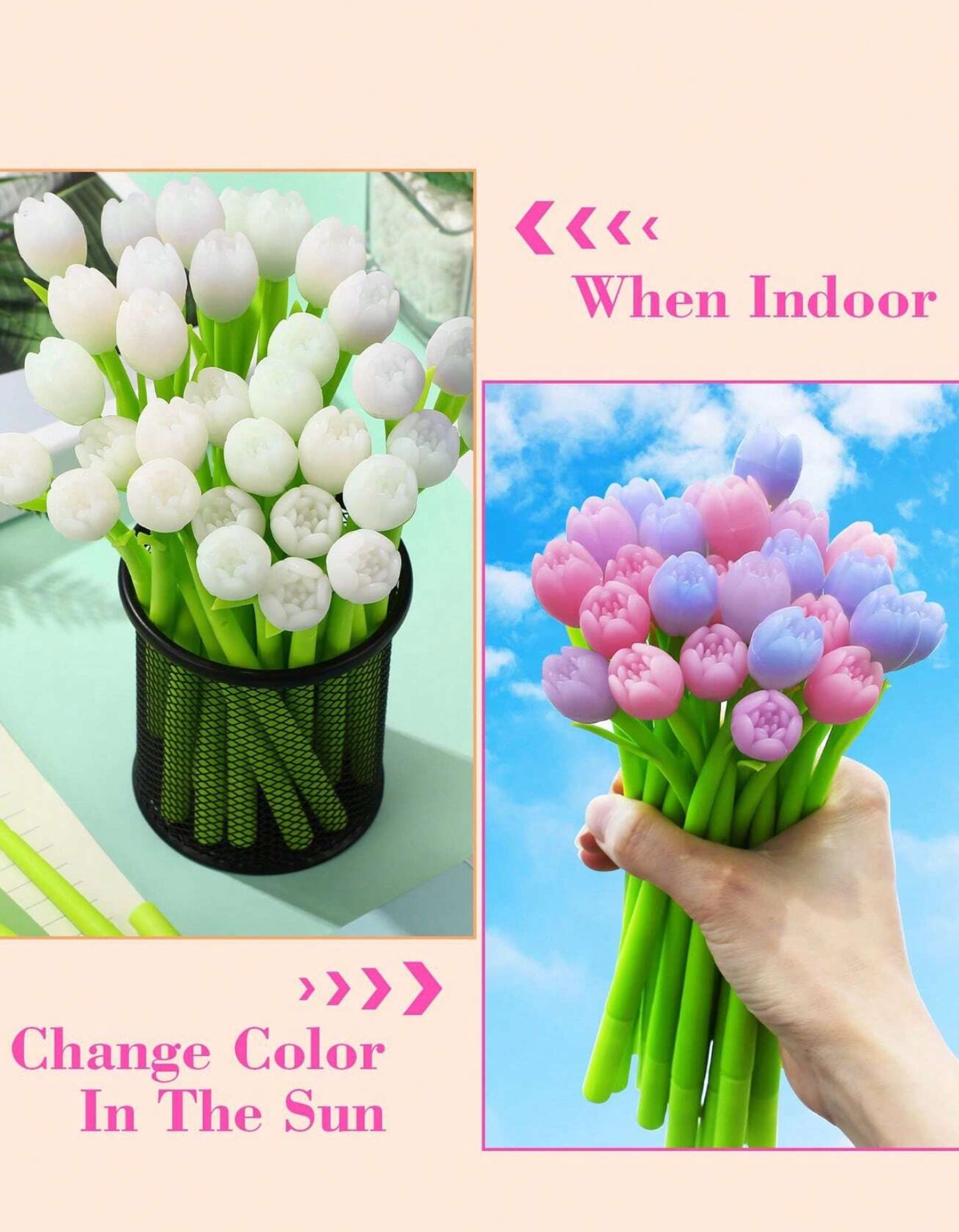 Color changing tulip flower gel pens