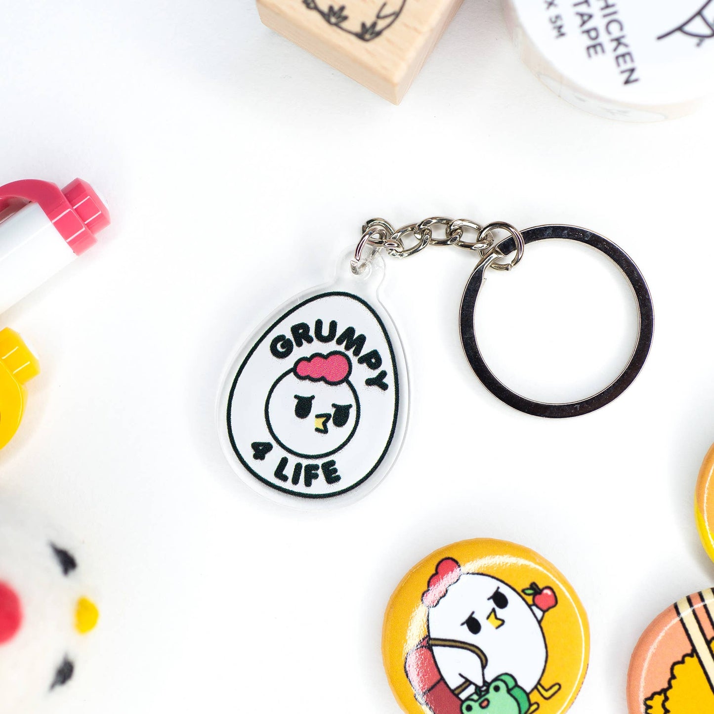 Robot Dance Battle - Grumpy Chicken Grumpy 4 Life Acrylic Keychain