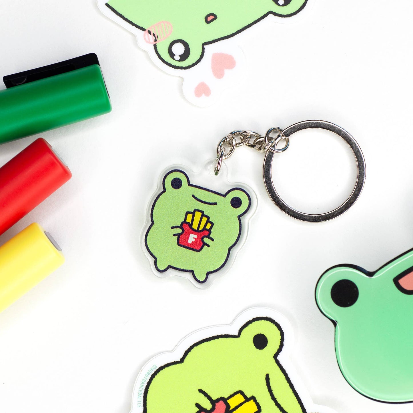 Robot Dance Battle - Frog Fries Acrylic Keychain