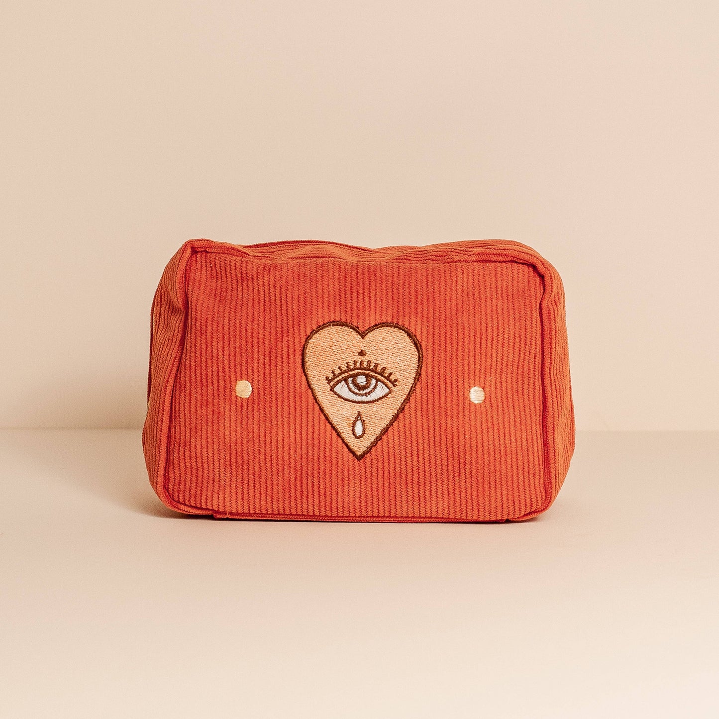 cai & jo - Corduroy Makeup Bag in Rust