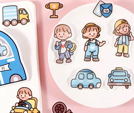 Cute children paper stickers