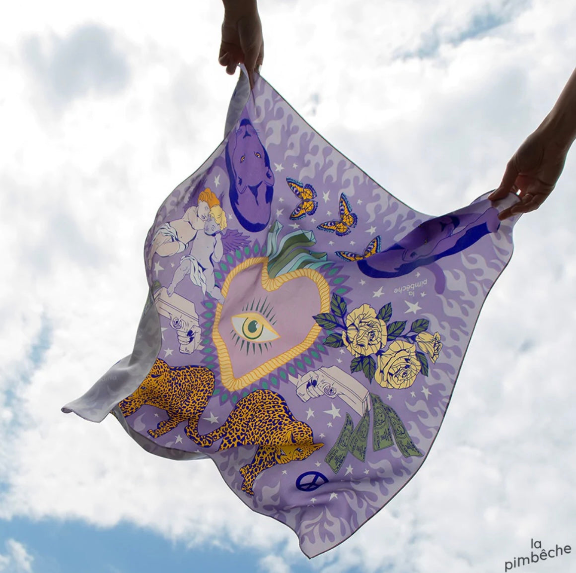La Pimbêche - purple fire silk scarves