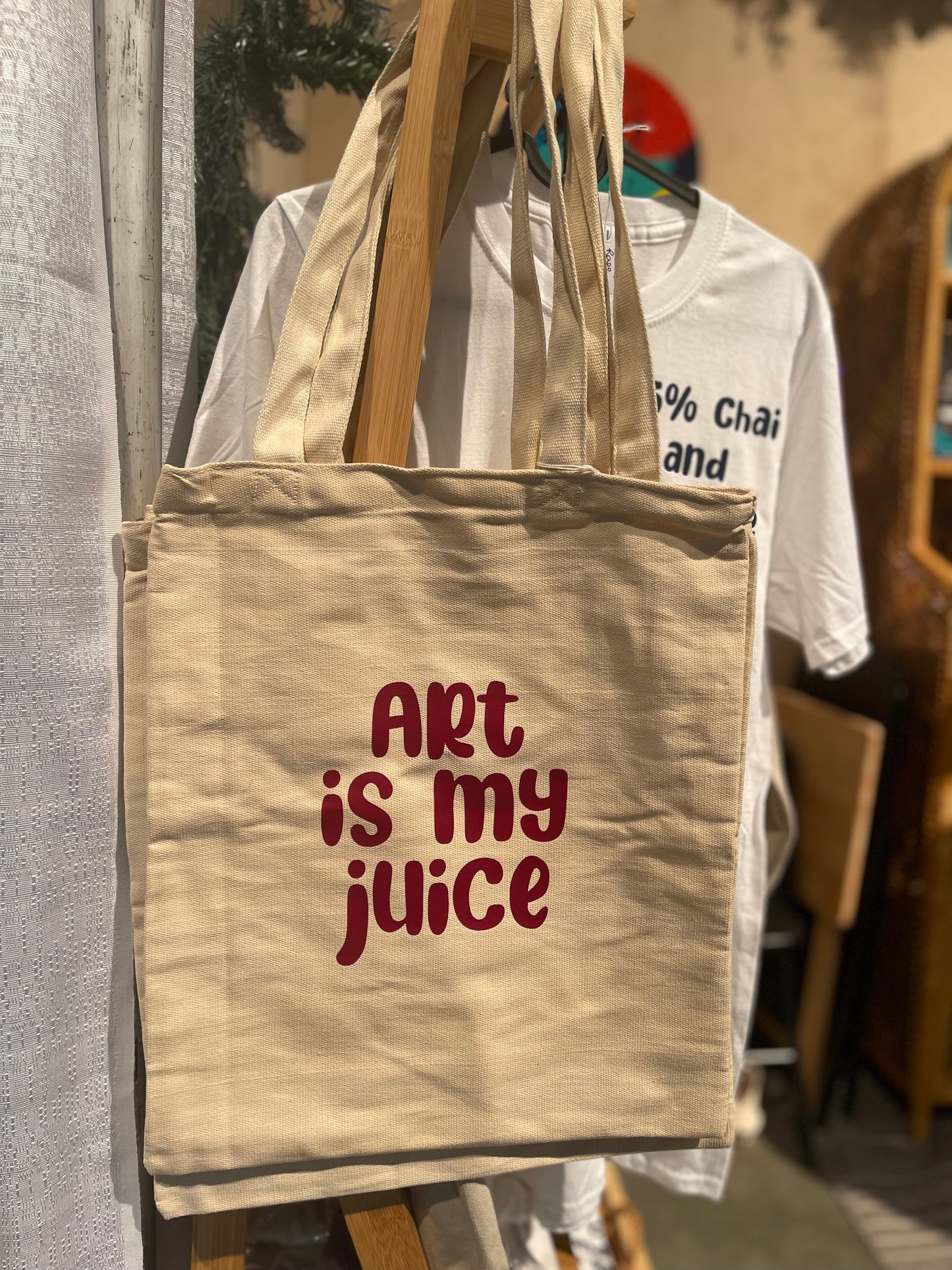 “Art is my juice” tote