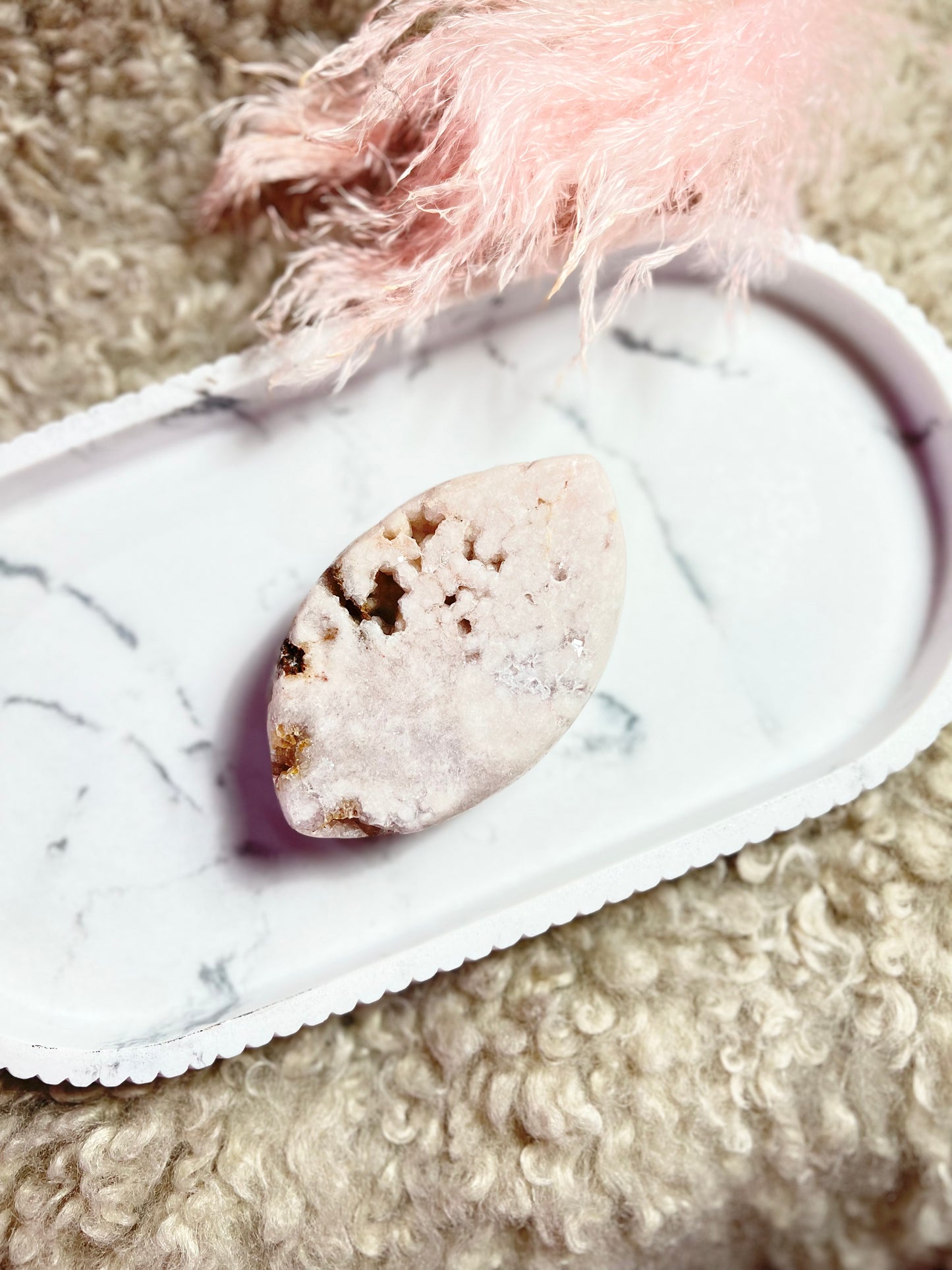 Pink amethyst slab eye shape 75988