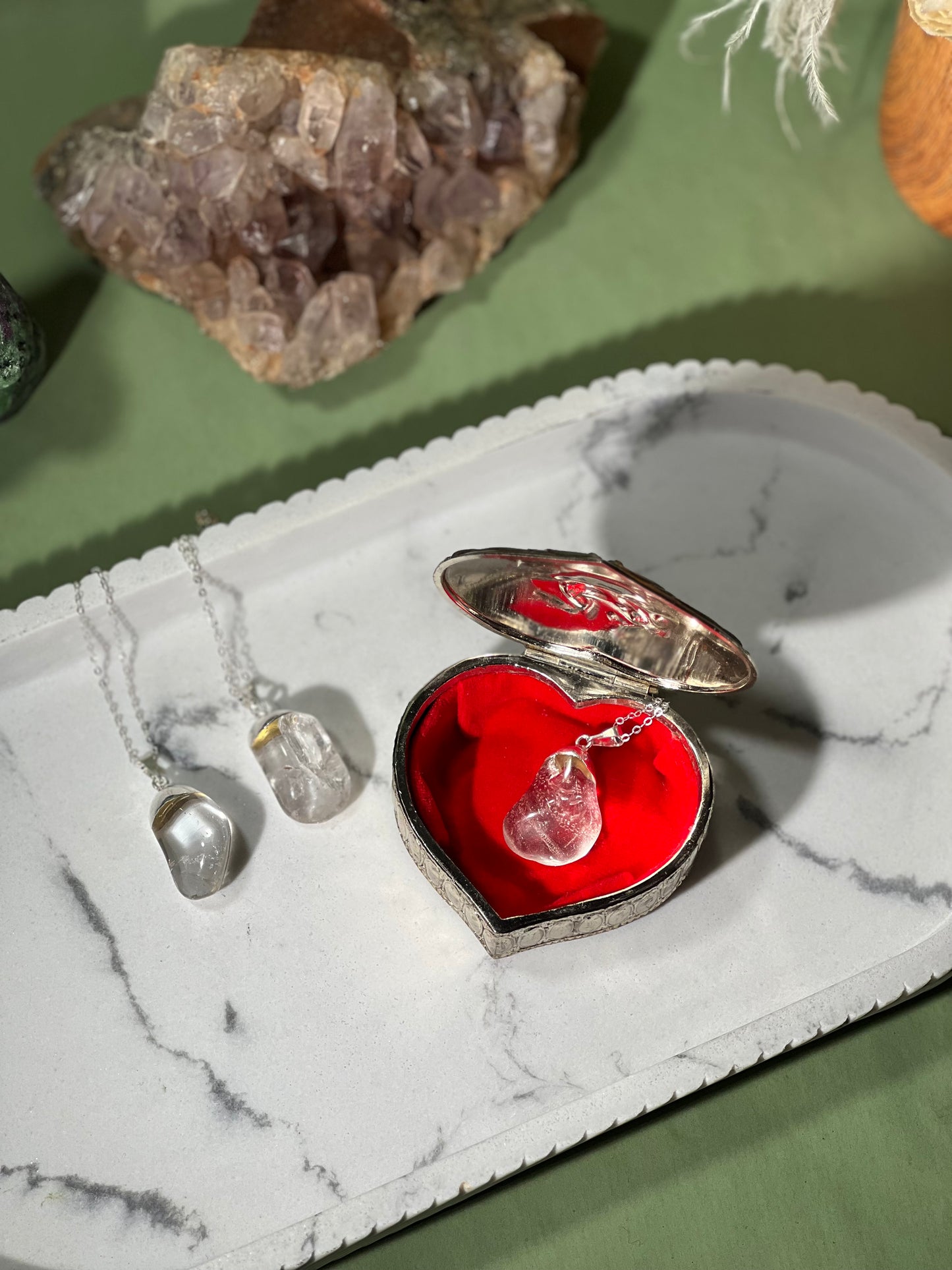 Clear quartz tumble necklaces