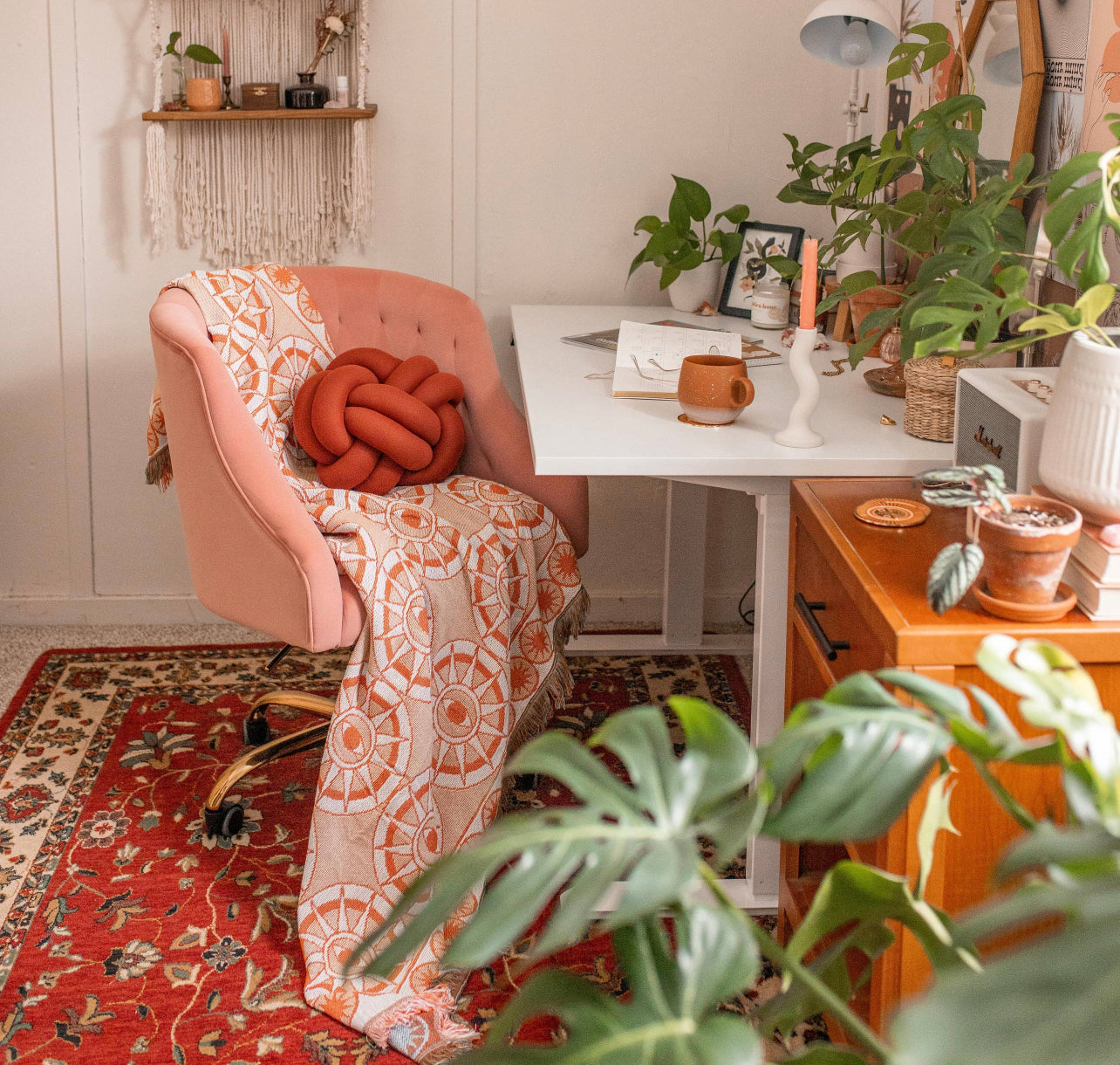 The Nazar Woven Blanket in Peach