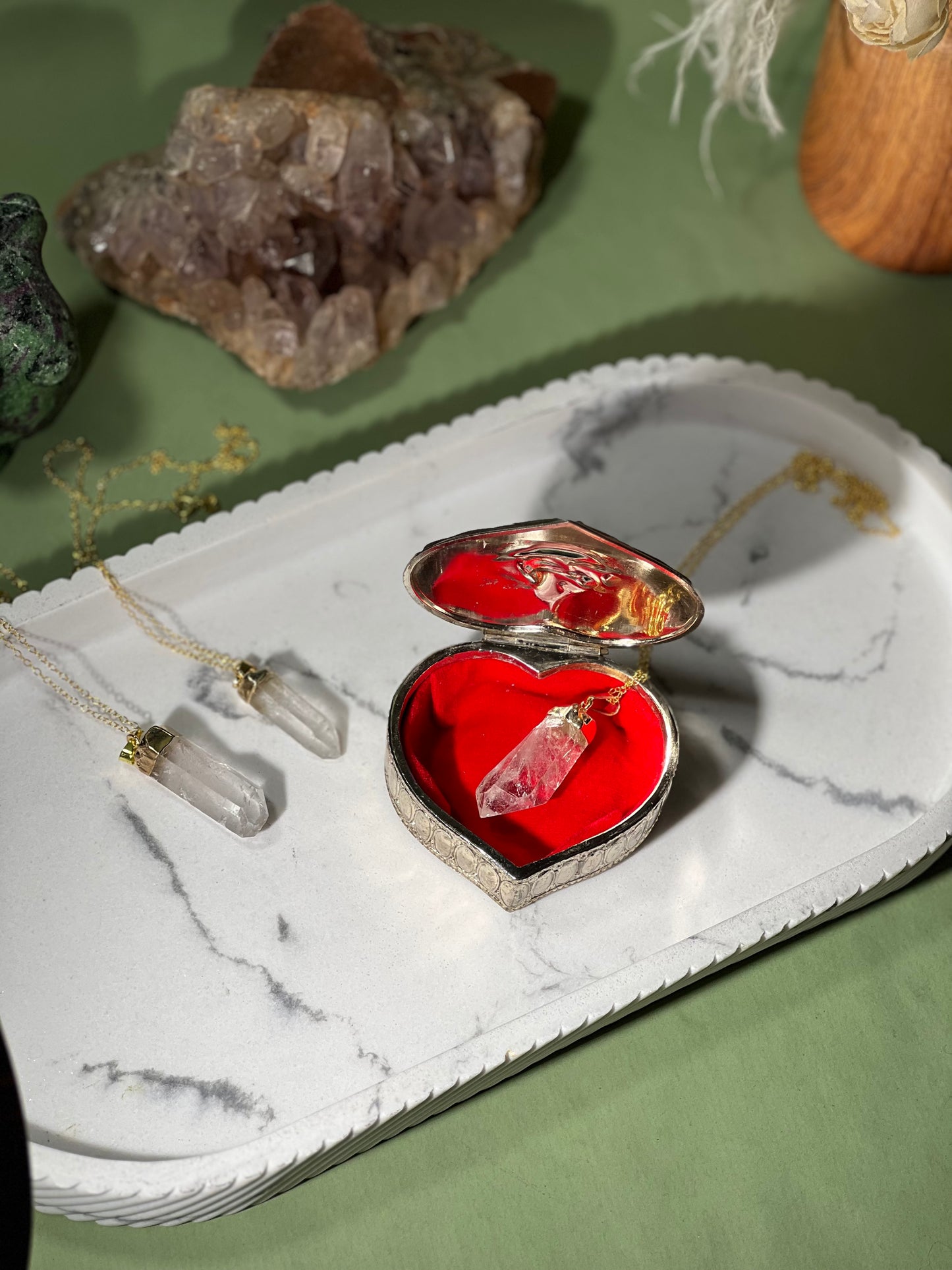 Clear quartz necklaces