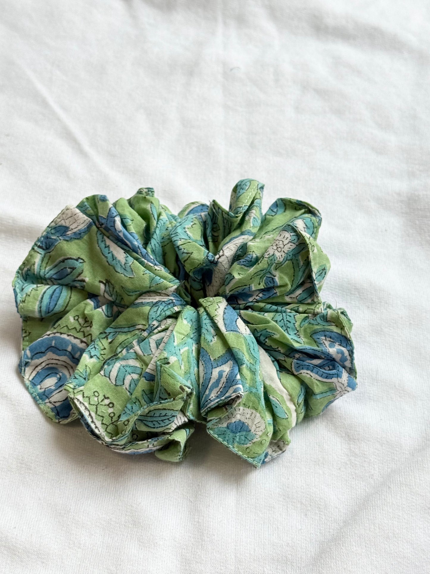 X-Large cotton handmade blockprint scrunchies
