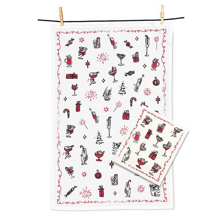 Cocktails Dishcloth & Kitchen Towel Set