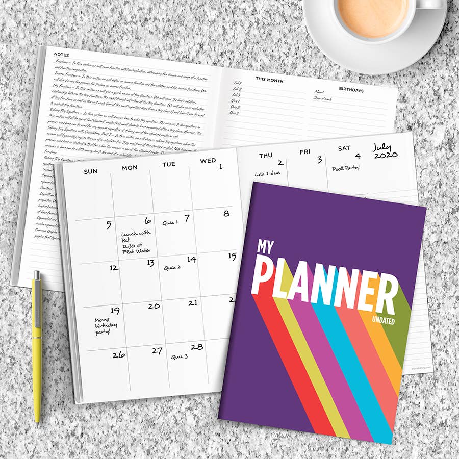 Purple Rainbow Undated Monthly Planner - Medium