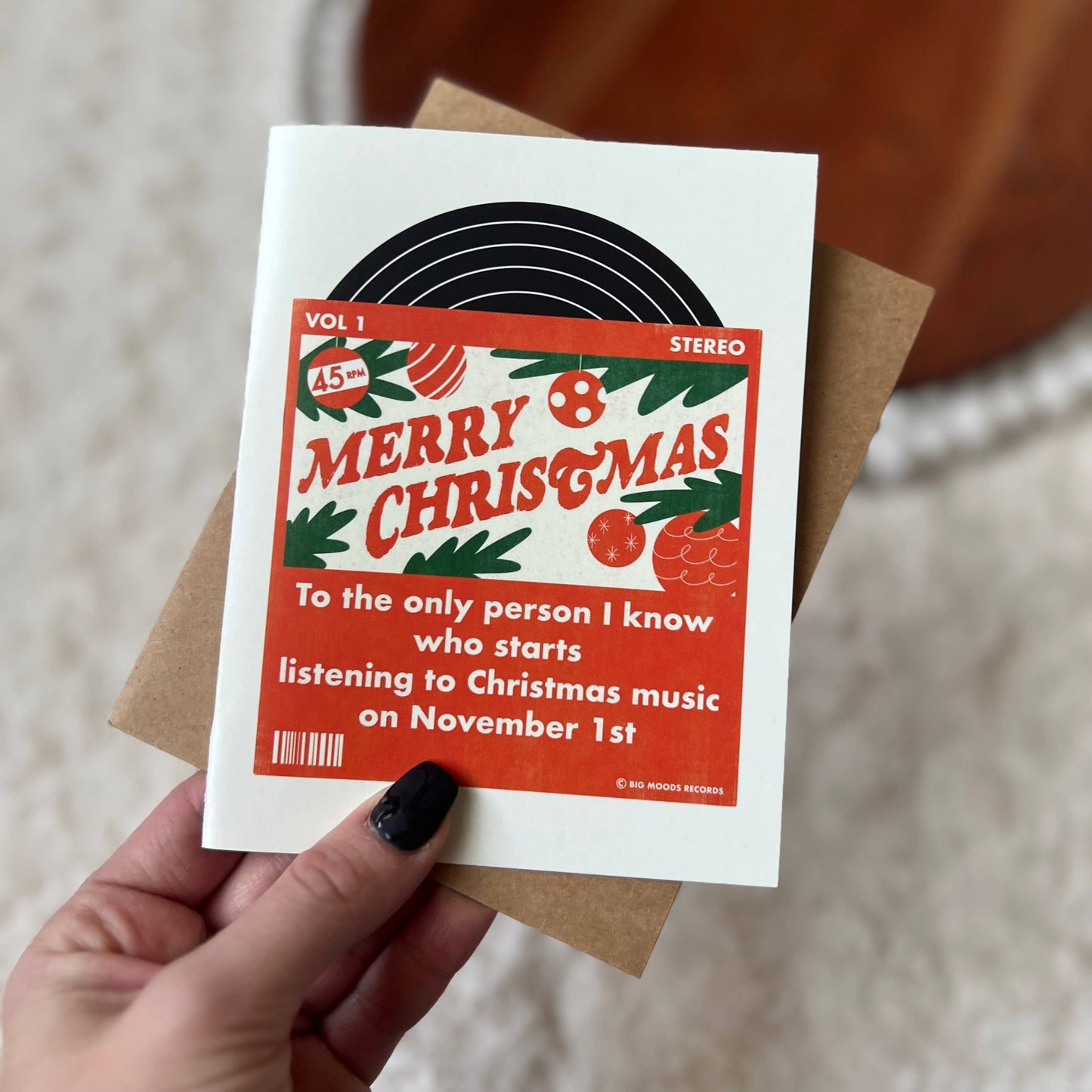 "To the person who starts listening to xmas music" card