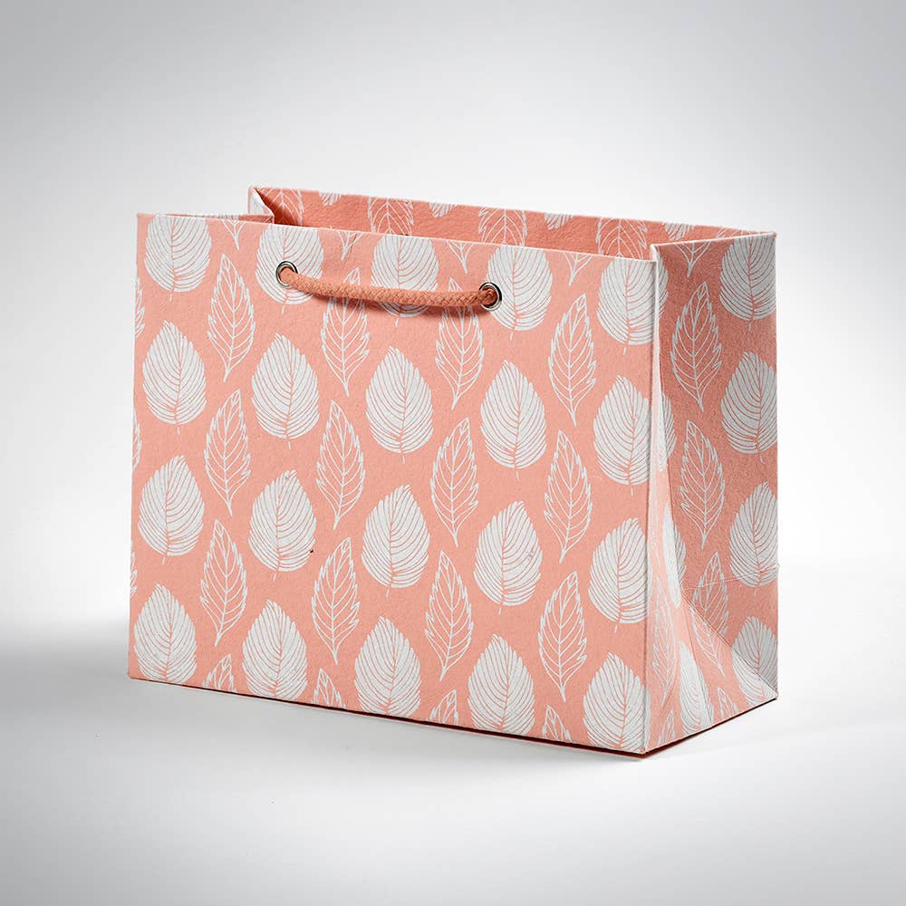 PaperSpree - Peach Leaf Design Recycled Cotton Paper Gift Bag