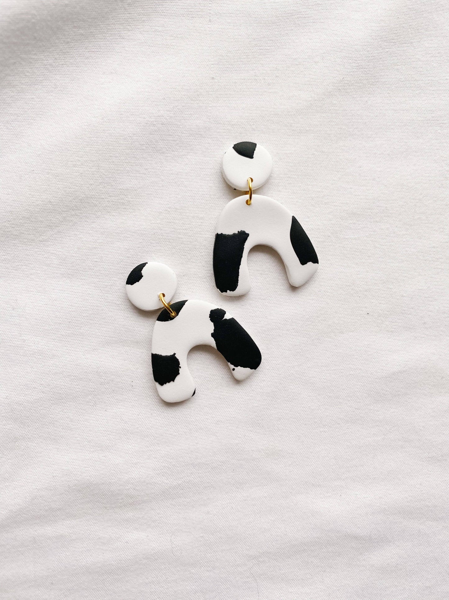 SageClayCo - Cowprint Polymer Clay Earrings