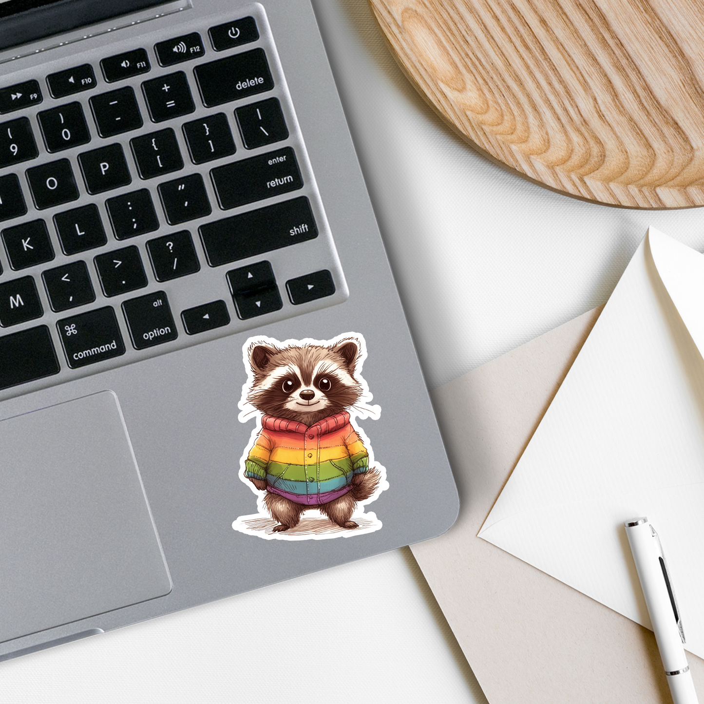 Rainbow Raccoon | Animal | Pride | Waterproof Sticker | 3"