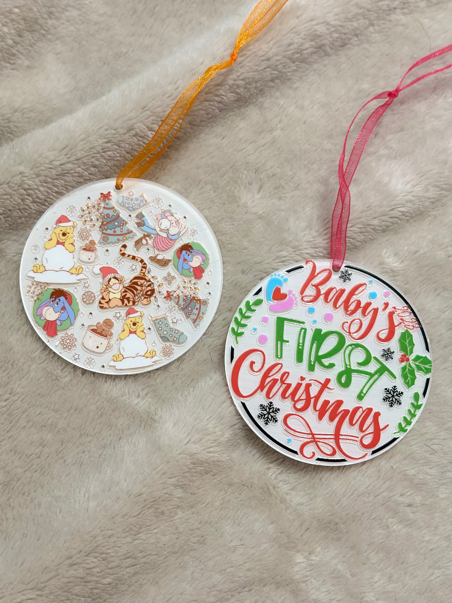 Baby’s first christmas acrylic ornament