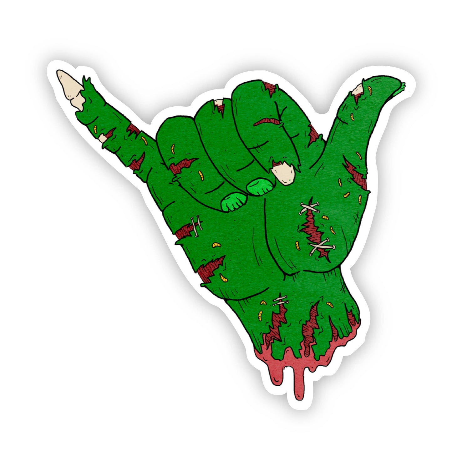 Zombie Hang Loose Halloween Sticker