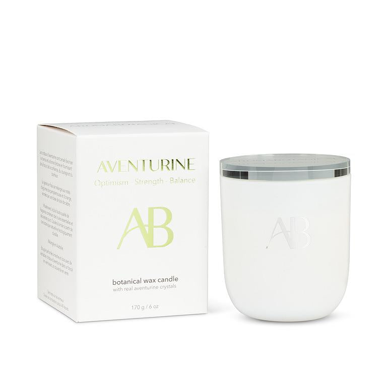 Aventurine small crystal candle