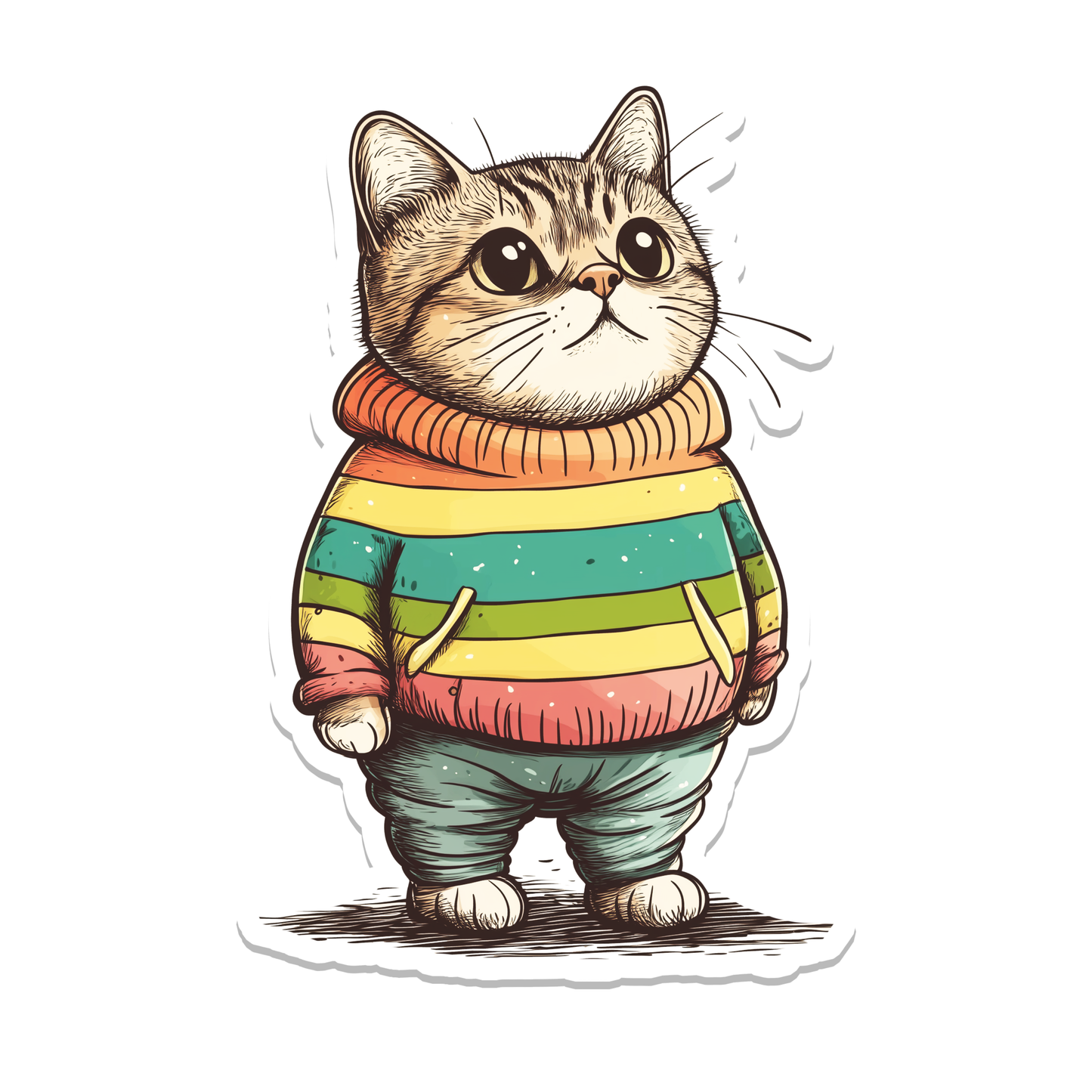 Rainbow Cat | Animal | Pet | Pride | Waterproof Sticker | 3"