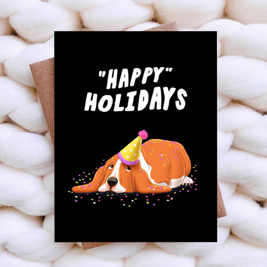 "Happy" Holidays Funny Holiday Card - Dog Christmas Card - Top Hat and Monocle -