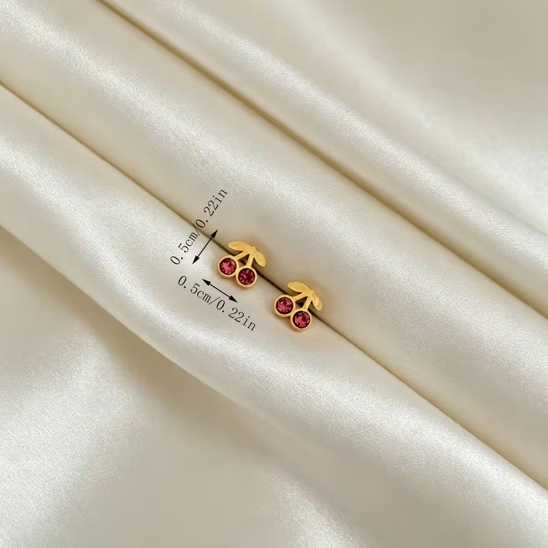 Cherry stud earrings - Stainless steel