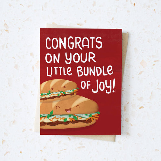 Congrats on Your Little Bundle of Joy/ Bánh mì Baby Greeting - Hop & Flop