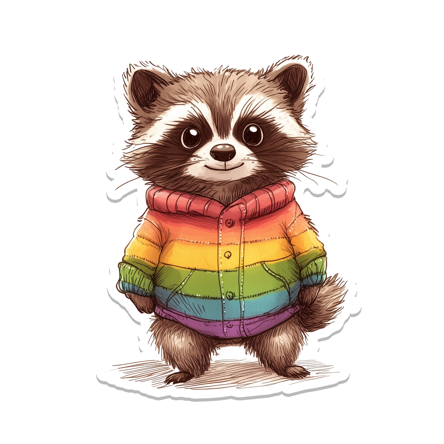 Rainbow Raccoon | Animal | Pride | Waterproof Sticker | 3"