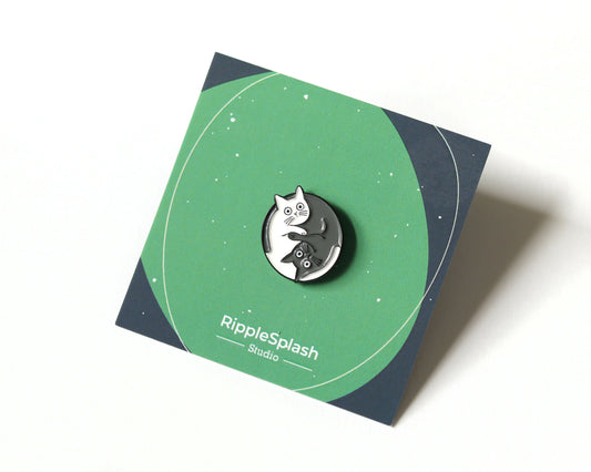 SPL E013 Yin Yang cats pin