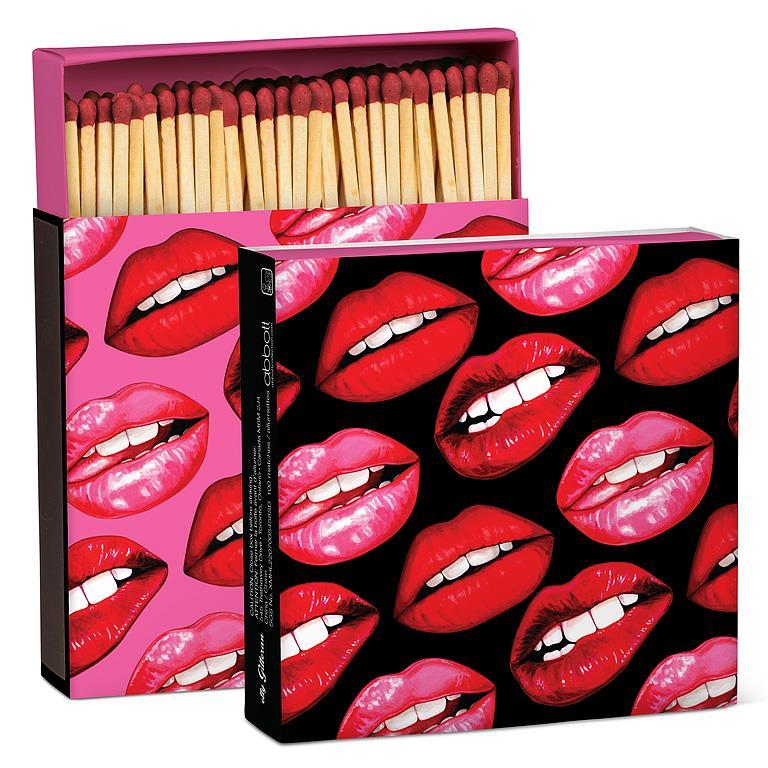 Pink & Red Lips Square Matches. 100 Sticks