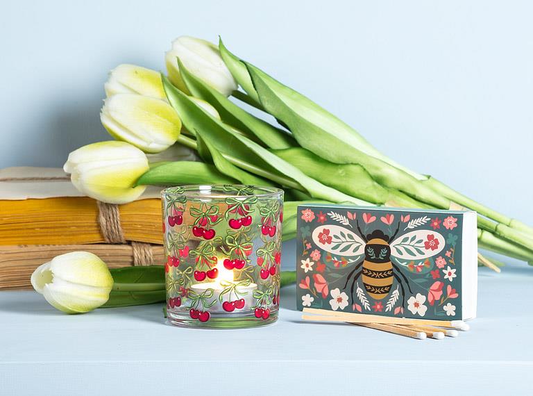 Colourful Floral Bee Matches. 45 Sticks