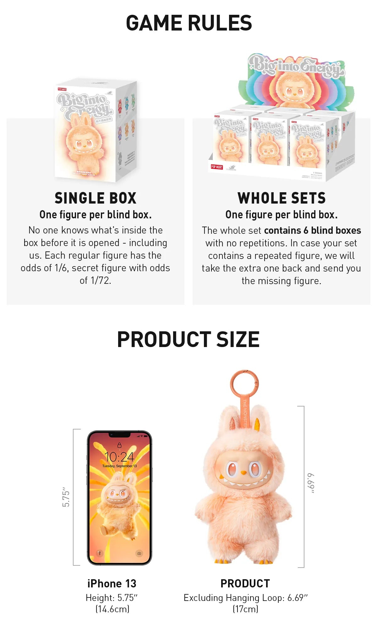 THE MONSTERS Big into Energy Series-Vinyl Plush Pendant Blind Box- Labubu - POPMART