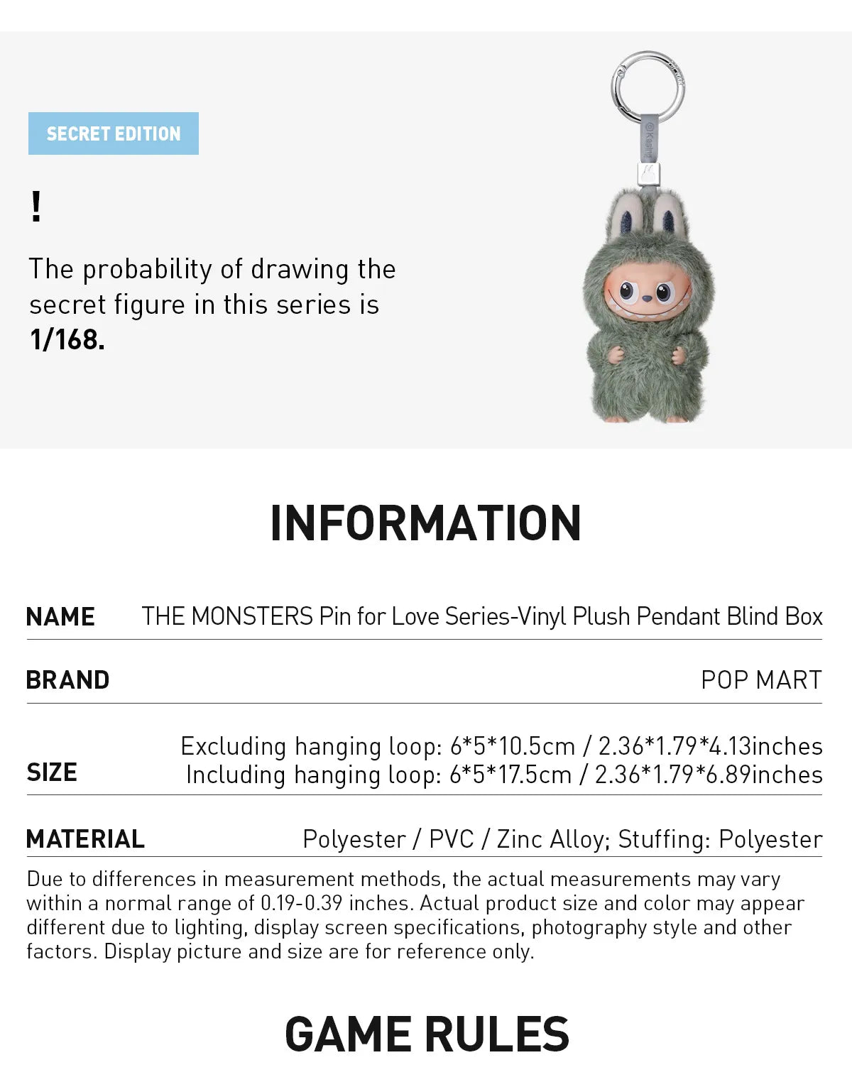 (N-Z) THE MONSTERS Pin for Love Series-Vinyl Plush Pendant Blind Box  - Labubu Popmart