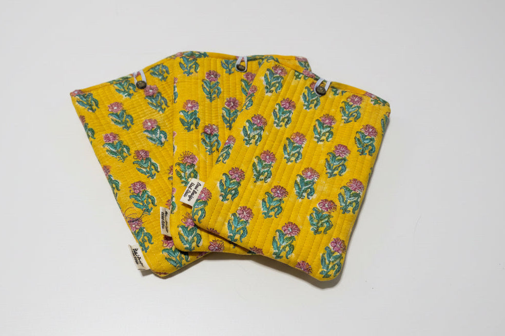 Blockprint book sleeve, journal, keys and accessories button pouch / sleeve