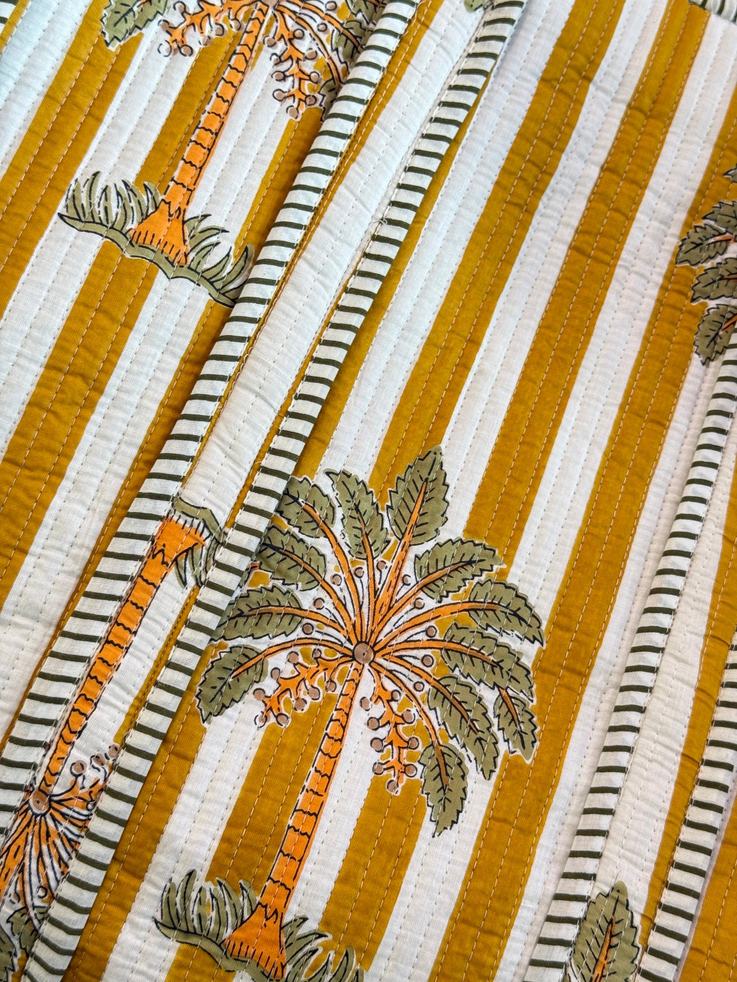 Handmade block printed, quilted tote bags