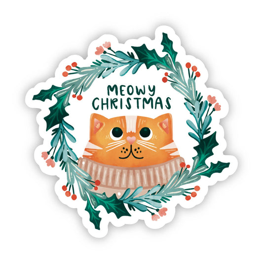 "Meowy Christmas" Cute Cat Sticker