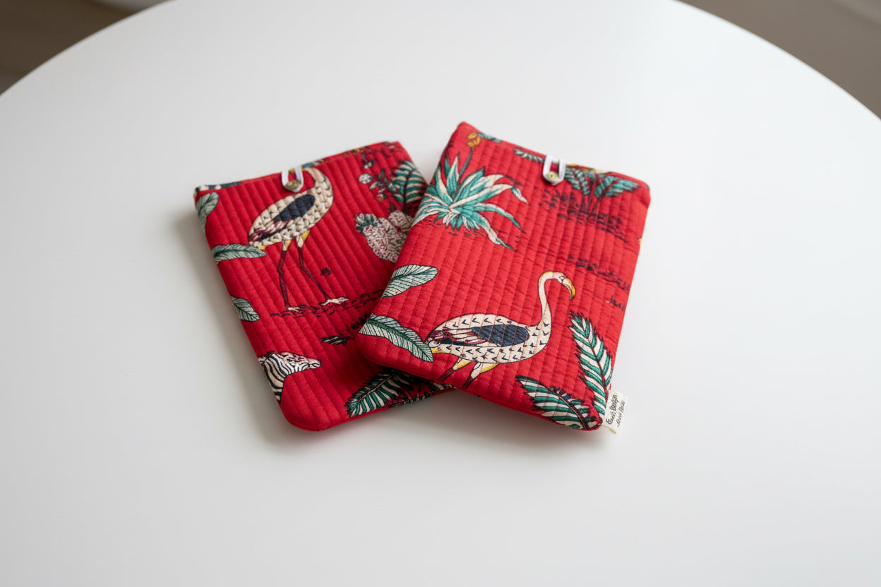 Blockprint book sleeve, journal, keys and accessories button pouch / sleeve