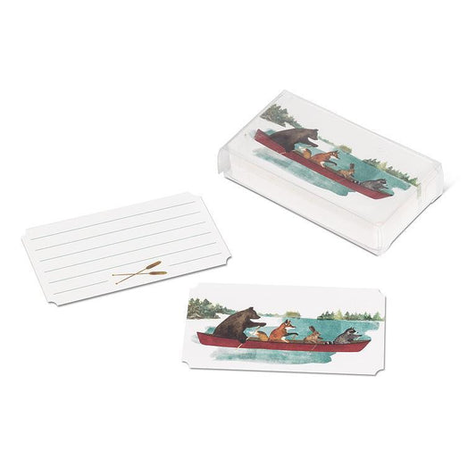 Animals in Canoe Mini Note Cards. 50 Pieces