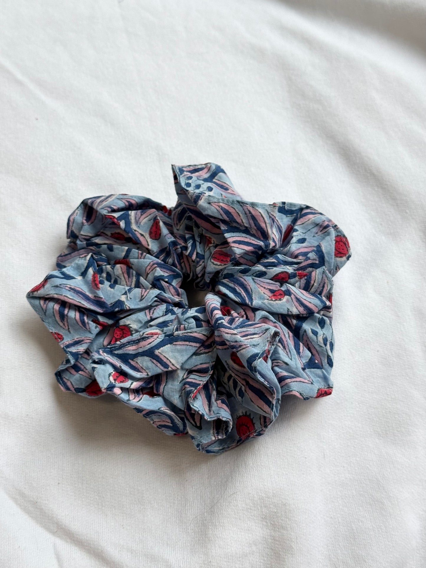 X-Large cotton handmade blockprint scrunchies