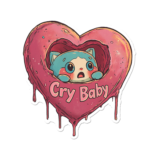 Cry Baby Heart | Cute | Waterproof Sticker | 2.5"